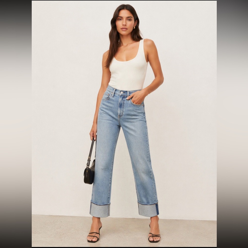 NWT DAZE DENIM Pixie Straight Cuffed Jean in Blue Skies